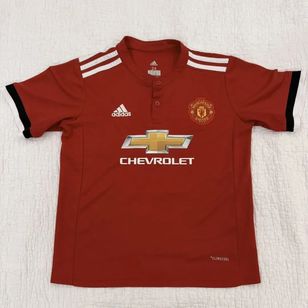 Adidas Manchester United Youth Medium Soccer Jersey Red Chevrolet Kids Shirt